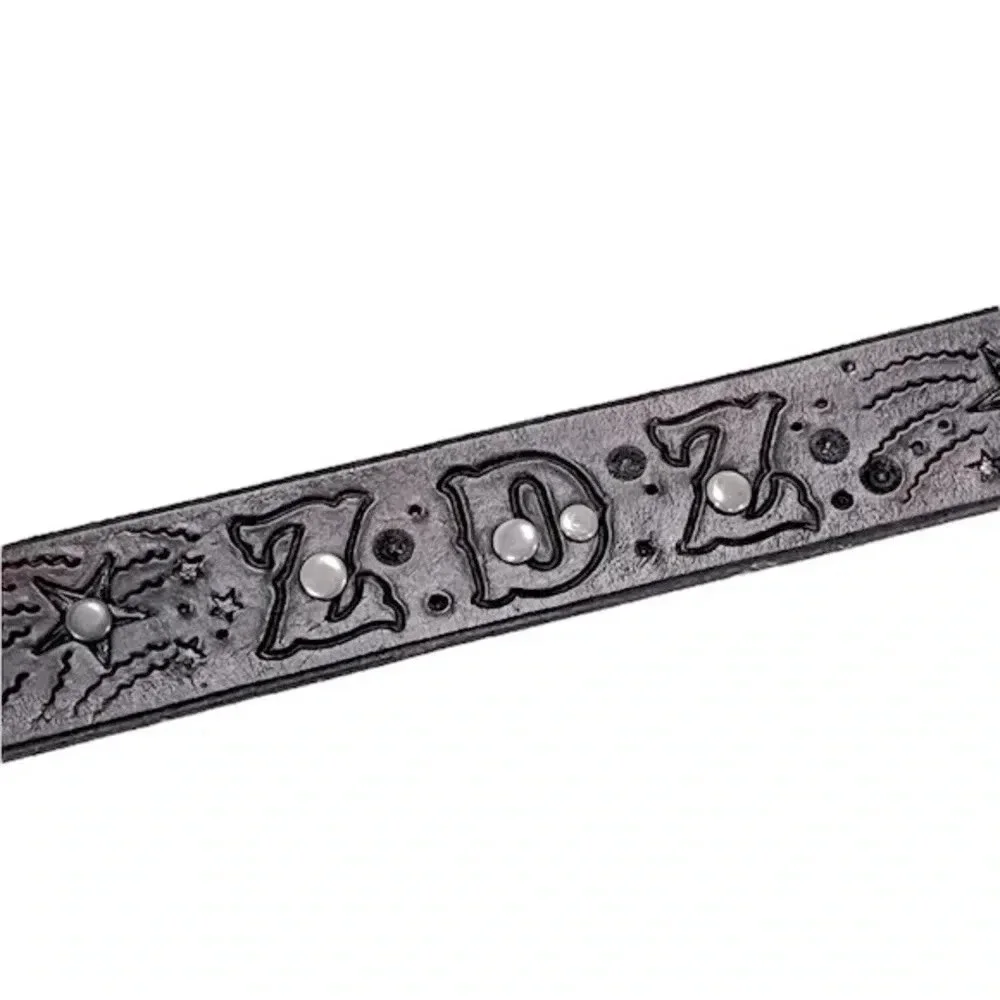 🍀 2/$22 Leather Hand Tooled Initials Brown Womens Belt size medium